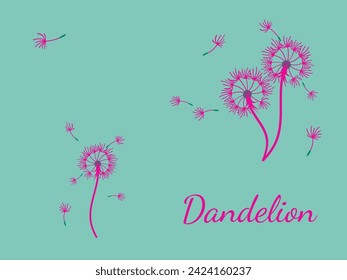 Abstract dandelion background for design. The wind blows dandelion seeds. Template for posters, wallpapers, posters. Vector illustration.