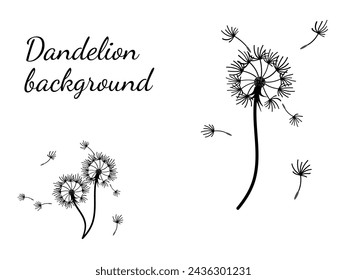 Abstract dandelion background for design. The wind blows dandelion seeds. Template for posters, wallpapers, posters. Vector illustration.