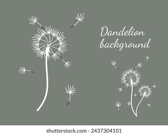 Abstract dandelion background for design. The wind blows dandelion seeds. Template for posters, wallpapers, posters. Vector illustration.