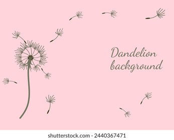 Abstract dandelion background for design. The wind blows dandelion seeds. Template for posters, wallpapers, posters. Vector illustration.