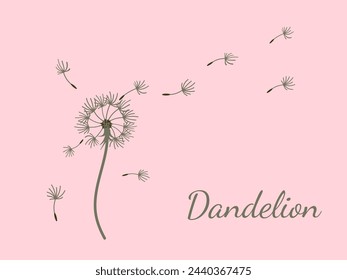 Abstract dandelion background for design. The wind blows dandelion seeds. Template for posters, wallpapers, posters. Vector illustration.