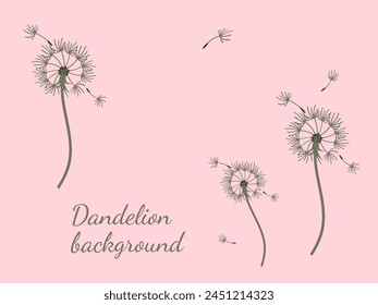 Abstract dandelion background for design. The wind blows dandelion seeds. Template for posters, wallpapers, posters. Vector illustration.