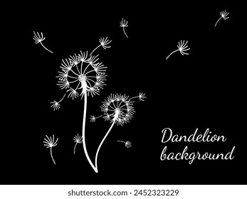 Abstract dandelion background for design. The wind blows dandelion seeds. Template for posters, wallpapers, posters. Vector illustration.