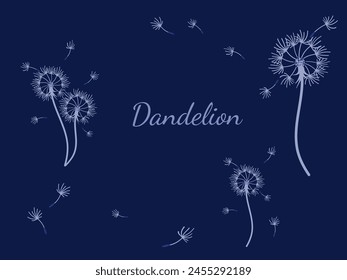 Abstract dandelion background for design. The wind blows dandelion seeds. Template for posters, wallpapers, posters. Vector illustration.