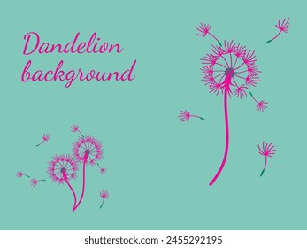 Abstract dandelion background for design. The wind blows dandelion seeds. Template for posters, wallpapers, posters. Vector illustration.