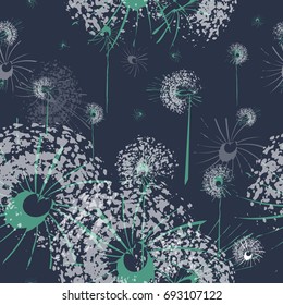 Abstract dandelion field. Seamless pattern