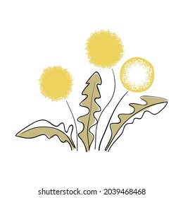 Flor de león abstracta aislada en fondo blanco. Ilustración de esbozo de vector de una línea de moda.