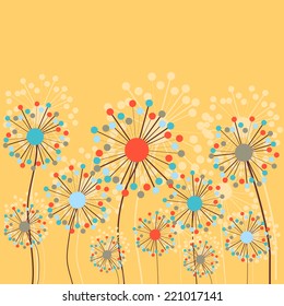 Abstract Dandelion Flowers. Vector Background