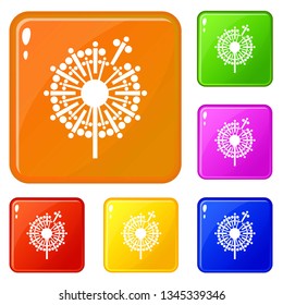 Abstract dandelion icons set collection vector 6 color isolated on white background