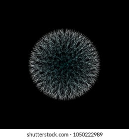 Abstract dandelion on black background. Vector illustration. 