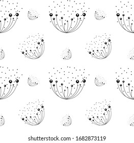 Abstract dandelion on white background. seamless pattern. vector illustration. EPS10