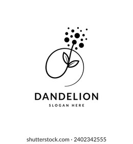 Abstract dandelion plant logo in line art design style