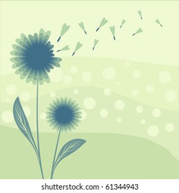 abstract dandelion scene, vector illustration