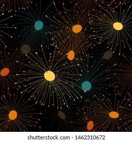 Abstract dandelion seamless for fabric design. Vector silhouette