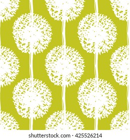 Abstract dandelion seamless pattern. Handwritten ink elements