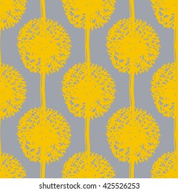 Abstract dandelion seamless pattern. Handwritten ink elements
