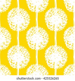 Abstract dandelion seamless pattern. Handwritten ink elements