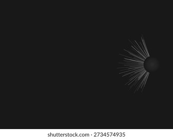 Abstract dandelion seed in monochromatic design, isolated on dark grunge background, futuristic technology concept with subtle texture