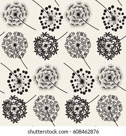 Abstract Dandelions seamless patterns for spring season