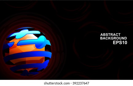 Abstract dark background with 3D ball and square inside