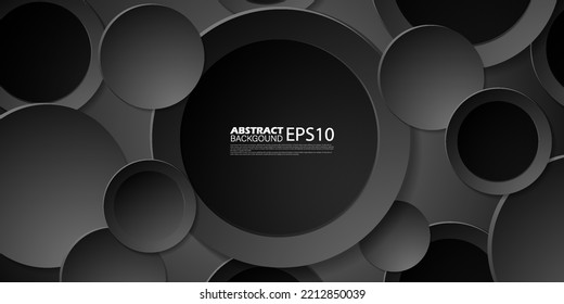 Abstract dark Background with 3d circle  papercut layer.Cool design.Eps10 vector