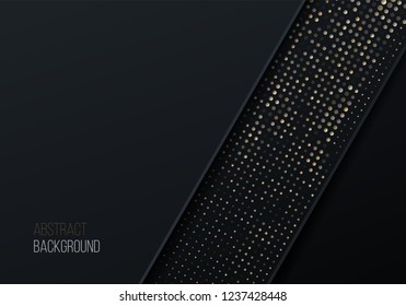 Abstract dark background with 3d effect and dots. Vector illustration