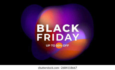 ABSTRACT DARK BACKGROUND BLACK FRIDAY SALE OFFERS AND PROMOTION TEMPLATE BANNER GRADIENT MESH PURPLE ORANGE COLOR DESIGN VECTOR. GOOD FOR SOCIAL MEDIA POST, COVER , POSTER 