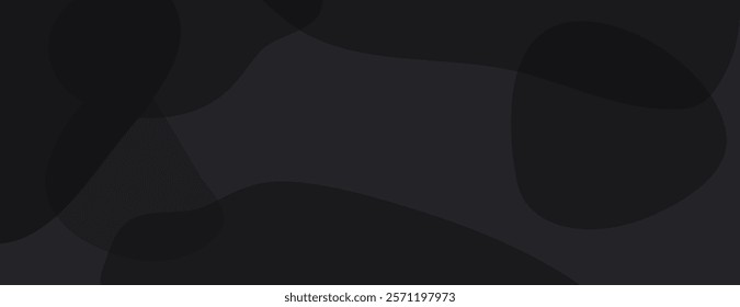 Abstract dark background with black and gray tones, featuring smooth, flowing shapes. The background is modern and sleek with black hues. Digital background vector. Black background.