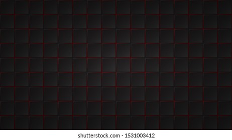 Abstract dark background of black square tiles with red gaps between them