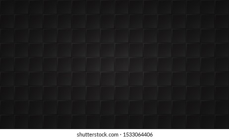 Abstract dark background of black square tiles with gray gaps between them