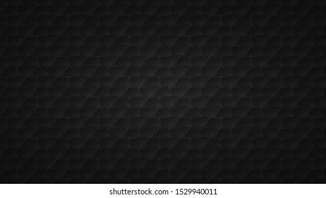 Abstract dark background of black trapezium tiles with gray gaps between them