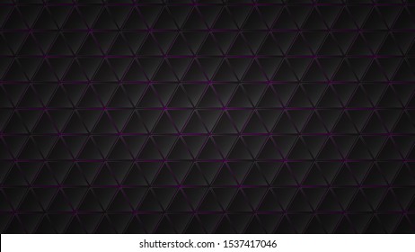 Abstract dark background of black triangle tiles with purple gaps between them