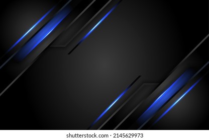 Resumen de fondo oscuro con neón azul brillante