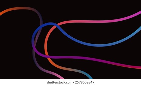 ABSTRACT DARK BACKGROUND BLUE ORANGE PURPLE PINK GRADIENT SMOOTH LIQUID COLORFUL DESIGN WITH HAND DRAWN LINES SHAPES VECTOR TEMPLATE GOOD FOR MODERN WEBSITE, WALLPAPER, COVER DESIGN 