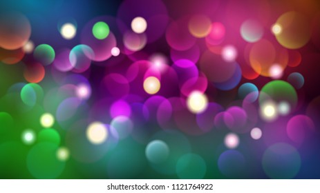 Abstract dark background with bokeh effects in various colors