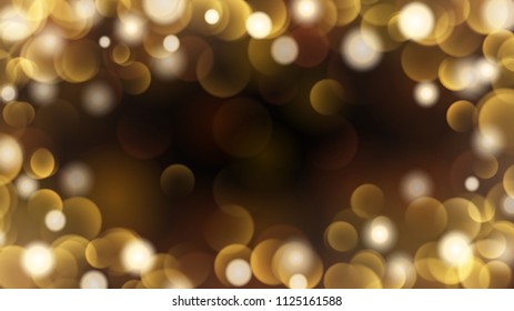 Abstract dark background with bokeh effects in golden colors