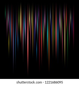 Abstract Dark Background with Bright Neon Blurred Lines, Vector Illustration