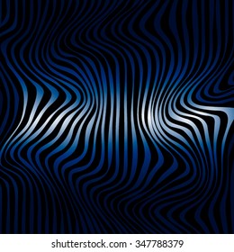 Abstract dark background with bright-blue waves stripes. vector