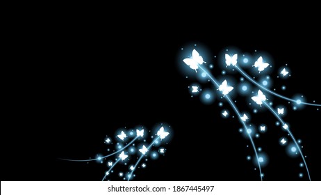 Abstract Dark Background With Butterflies Glow Vector Design Style