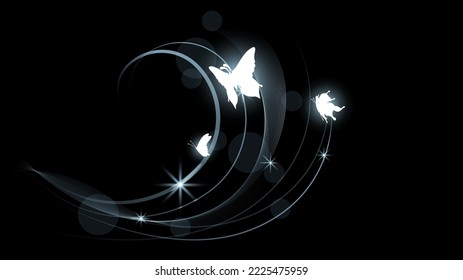 Abstract Dark Background With Butterflies Glow Vector Design Style