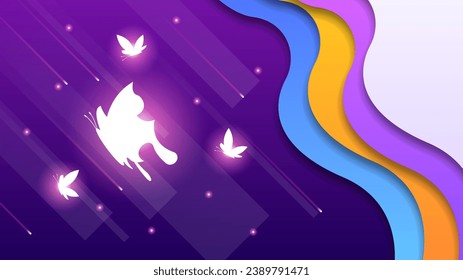 Resumen Fondo Oscuro Con Mariposas Insectos Brillos Luminosos Luces Estilo De Diseño Vector