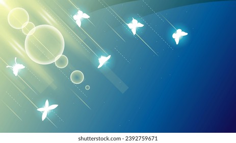 Abstract Dark Background With Butterflies Insects Glow Light Shine Flashes Vector Design Style