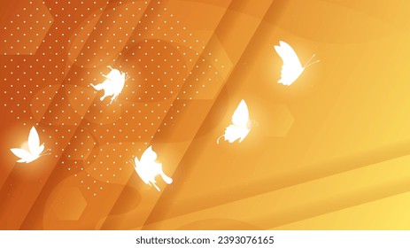Abstract Dark Background With Butterflies Insects Glow Light Shine Flashes Vector Design Style