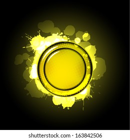 abstract dark background, button with splatters