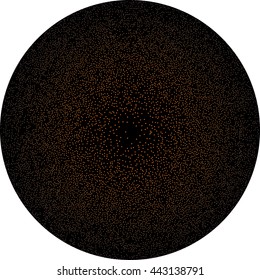 Abstract dark background in circle with sparkling texture. Vector design element.