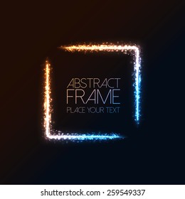 Abstract dark background with color light frame. Vector