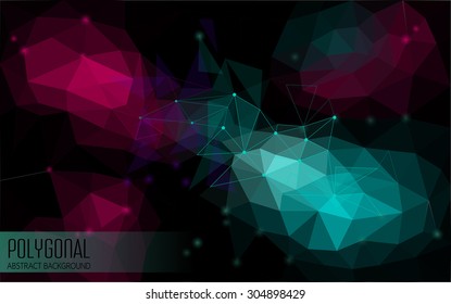 Abstract dark background colored polygon spots