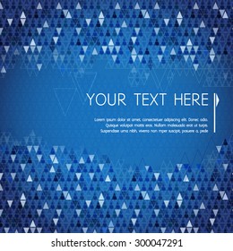 Abstract dark background with colorful blue triangle and copy space