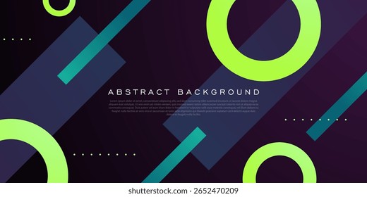 Abstract dark background with colorful green circle pattern. Simple geometric shapes pattern design. Eps10 vector