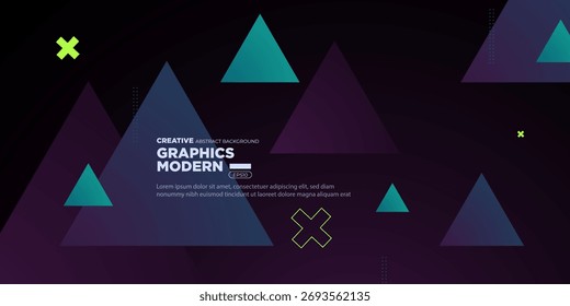 Abstract dark background with colorful triangle pattern background. Cool color design. Purple and green element concept. Eps10 vector